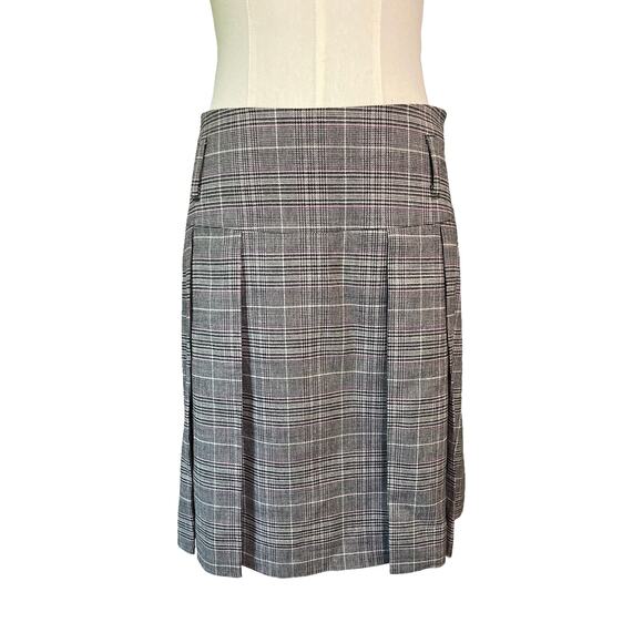Banana Republic Plaid Wool Blend Pleated Skirt Gray Pink Check Women’s Size 0 - Picture 1 of 9